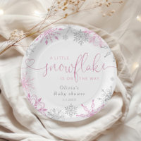 Argent rose Un petit baby shower de flocon de neig