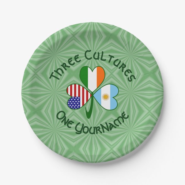 Assiettes En Carton Argentine Irlande États-Unis Drapeau Shamrock (Devant)
