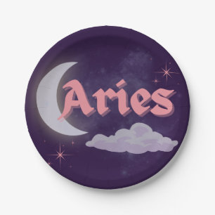 Assiettes En Carton Aries Céleste Lune Cloud Étoiles Astrologie Art