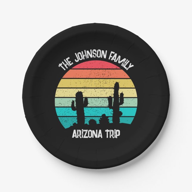 Assiettes En Carton Arizona Desert Cactus Sunset Personnalisé (Devant)