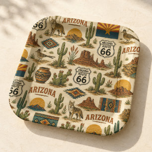 Assiettes En Carton Arizona Route 66 Desert Fiesta