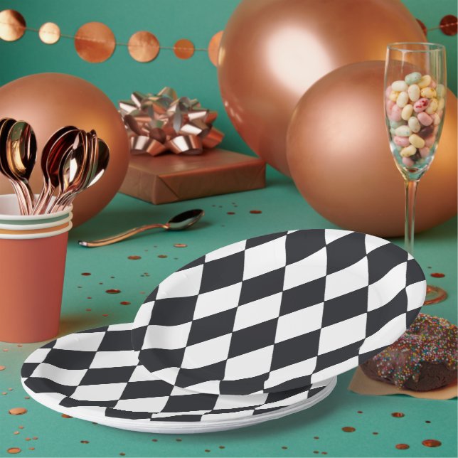 Assiettes En Carton Arlequin noir (Multi)