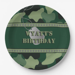 Assiettes En Carton Armée, Camo, anniversaire plaque à papier de 9
