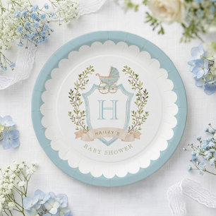 Assiettes En Carton Armoiries de monogramme de voiture pour bébé Sho