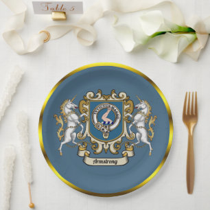 Assiettes En Carton Armstrong Clan Badge Bleu Personnalisé