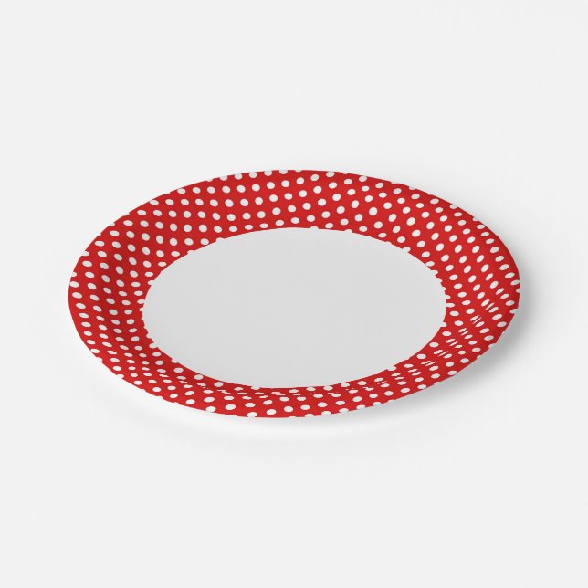Assiettes En Carton arrière - plan à points Polka (Angle)