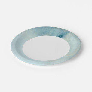 Assiettes En Carton arrière - plan aquarelle en bleu pastel et jaune