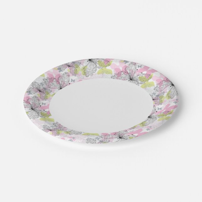 Assiettes En Carton Arrière - plan avec papillon (Angle)