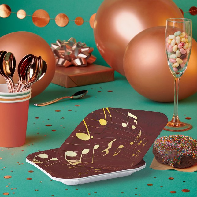 Assiettes En Carton Arrière - plan de notes musicales (Créateur téléchargé)