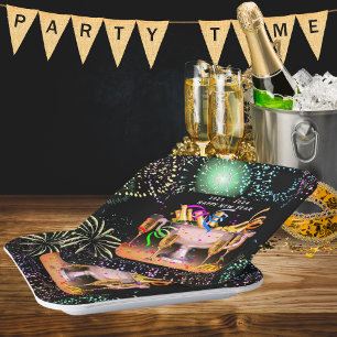 Assiettes En Carton Arrière - plan noir de la fête de la Saint-Sylvest
