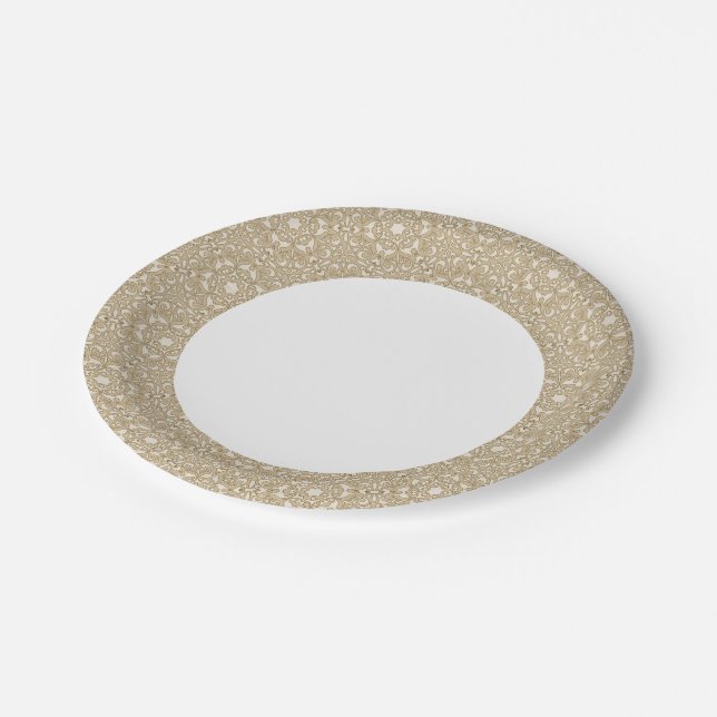 Assiettes En Carton arrière - plan orné de fleurs (Angle)