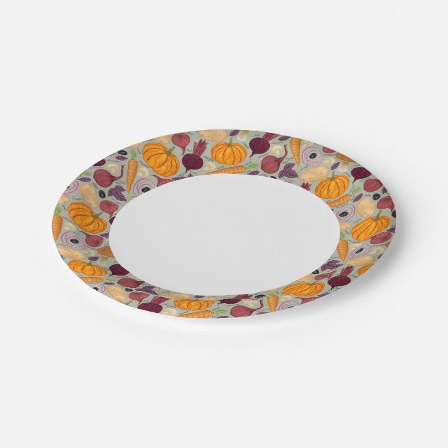 Assiettes En Carton arrière - plan rétro à base de légumes frais (Angle)