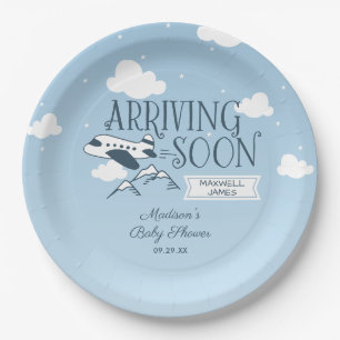 Assiettes En Carton Arrivée bientôt Baby shower d'avion Invitation