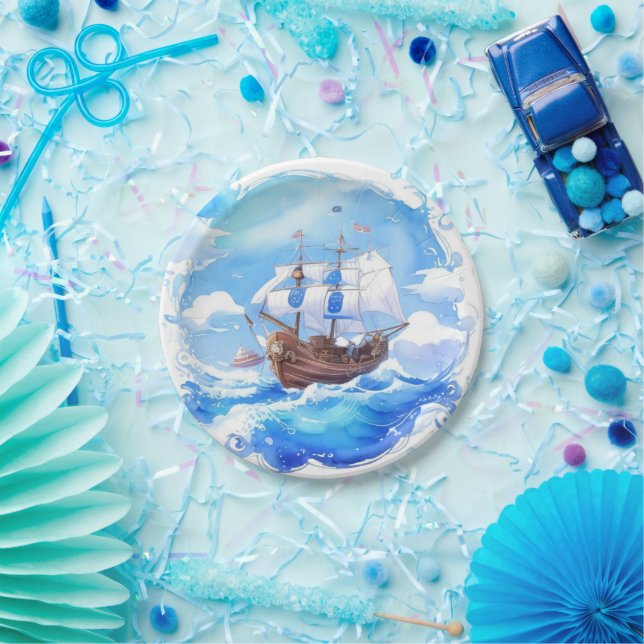 Assiettes En Carton Arrivée d'un petit marin : Baby shower de garçon n (Fête)