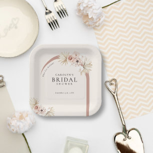 Assiettes En Carton Arrosage de mariage Bohème Floral Aquarelle Arche