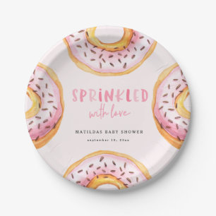 Assiettes En Carton Arrosé avec le baby shower de beignet d'amour