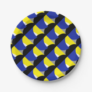 Assiettes En Carton Art Abstrait bleu jaune