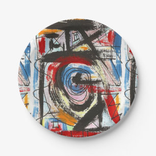 Assiettes En Carton Art Abstrait Peint à la main de Staccato
