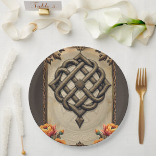 Assiettes En Carton Art celtique et splendeur florale dans les tons ch