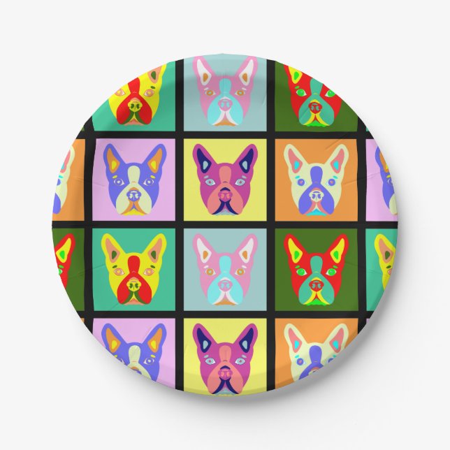 Assiettes En Carton Art de bruit de Boston Terrier (Devant)