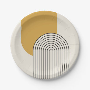 Assiettes En Carton Art de ligne de style du milieu du siècle avec arc