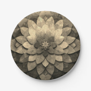Assiettes En Carton Art de mandala doré antique à fleurs texturées