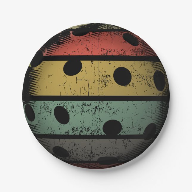 Assiettes En Carton Art de Pickleball affligé rétro par style (Devant)