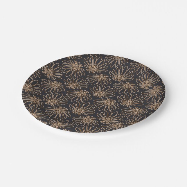 Assiettes En Carton Art Deco pattern with gold floral motifs  (Angle)