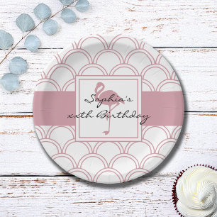 Assiettes En Carton Art Déco Vague Patten Flamant rose rose Anniversai