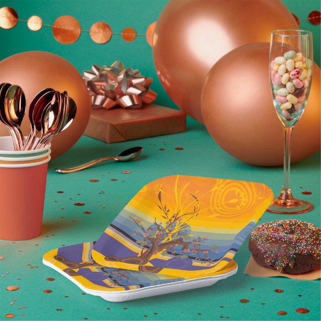 Assiettes En Carton Art du coucher du soleil (Créateur téléchargé)