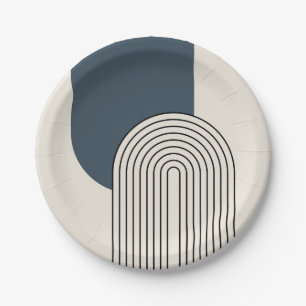 Assiettes En Carton Art en ligne du milieu du siècle avec arche bleu f