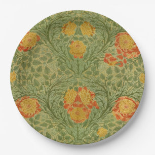 Assiettes En Carton Art floral Rose et Feuille vintage Mackmurdo