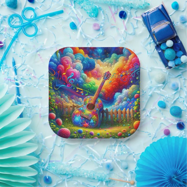 Assiettes En Carton Art guitare (Fête)