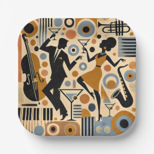 Assiettes En Carton Art minimaliste de l'ère du jazz du milieu du sièc