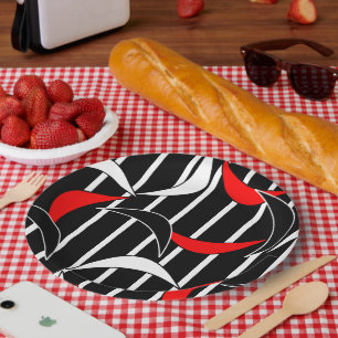 Assiettes En Carton Art moderne noir, blanc, rouge