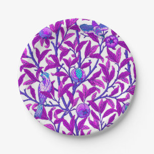 Assiettes En Carton Art Nouveau Oiseau & grenade, Améthyste Purple