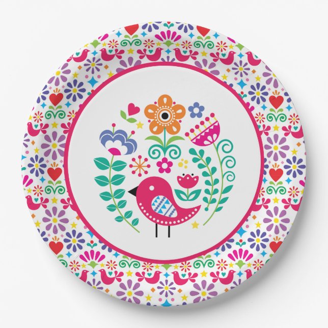 Assiettes En Carton Art populaire scandinave (Devant)