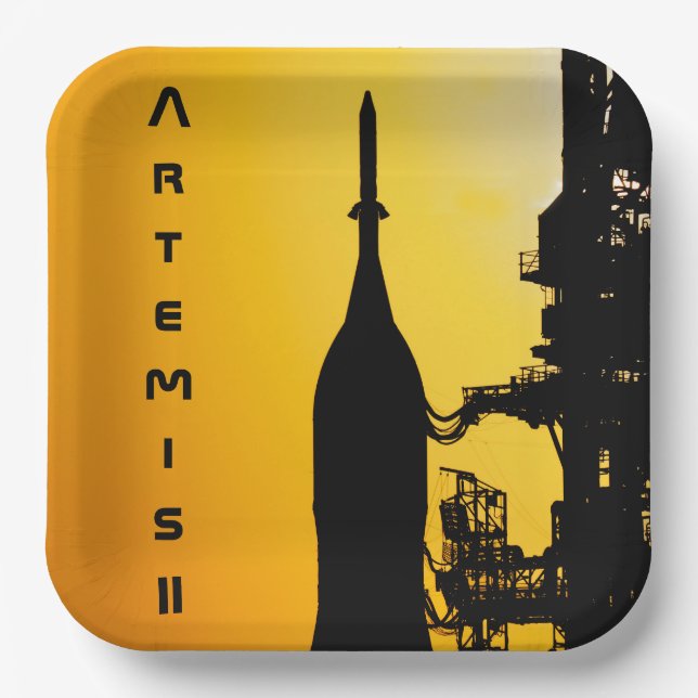 Assiettes En Carton Artemis II vers la plateforme de lancement (Recto)