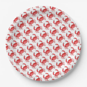 Assiettes En Carton Artiste Crabe Rouge Côtier Coloré Voyage amusant