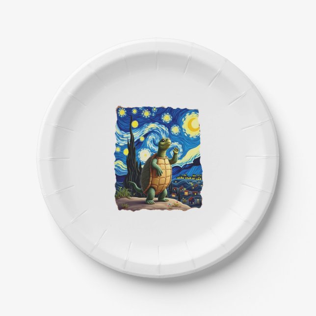 Assiettes En Carton Artistic Turtle Shirt  Starry Night Turtle (1) (Devant)