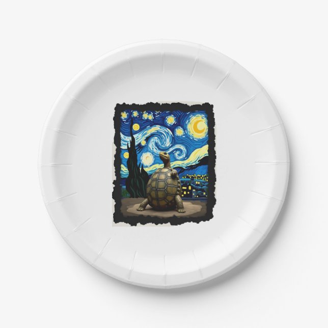 Assiettes En Carton Artistic Turtle Shirt  Starry Night Turtle (2) (Devant)
