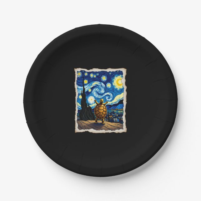 Assiettes En Carton Artistic Turtle Shirt  Starry Night Turtle (3) (Devant)