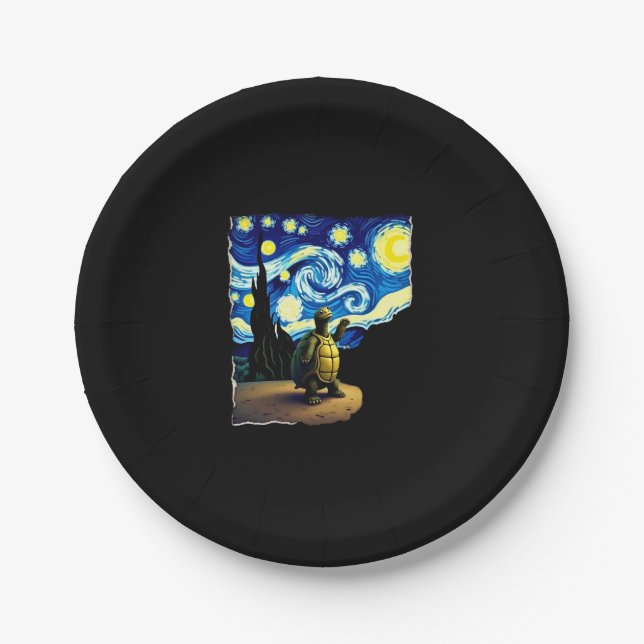 Assiettes En Carton Artistic Turtle Shirt  Starry Night Turtle (4) (Devant)