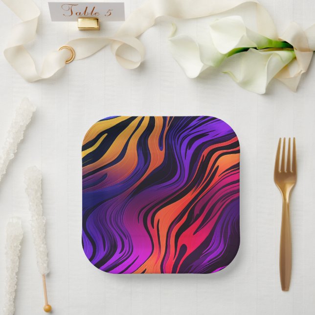 Assiettes En Carton Artsy Stripes (Mariage)