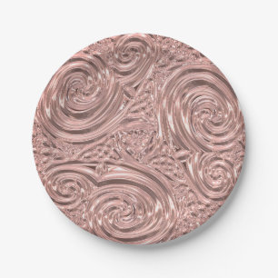 Assiettes En Carton Aspect métallique rose or rose abstrait Art nouvea