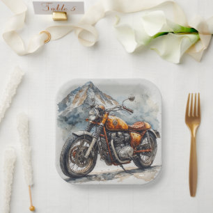 Assiettes En Carton Assises de moto pour anniversaire ou baby shower 
