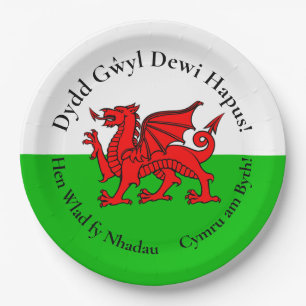 Assiettes En Carton Assortiment Dragon Gallois St David's Day 9"
