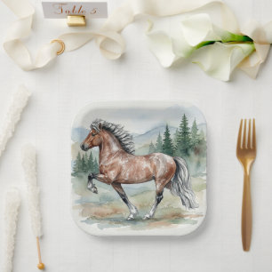 Assiettes En Carton Astrid Tolting Cheval islandais aquarelle
