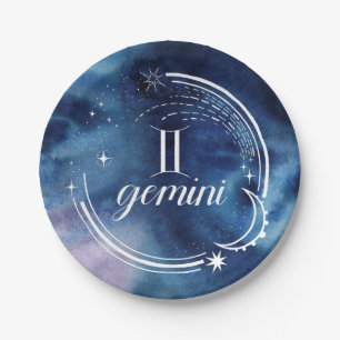 Assiettes En Carton Astrologie aquarelle - Gemini