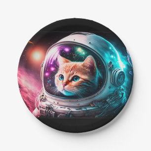 Assiettes En Carton Astronaut de chat spatial drôle Kitty Galaxy Unive